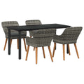 Set da Pranzo per Giardino 5 pz Grigio polyrattan