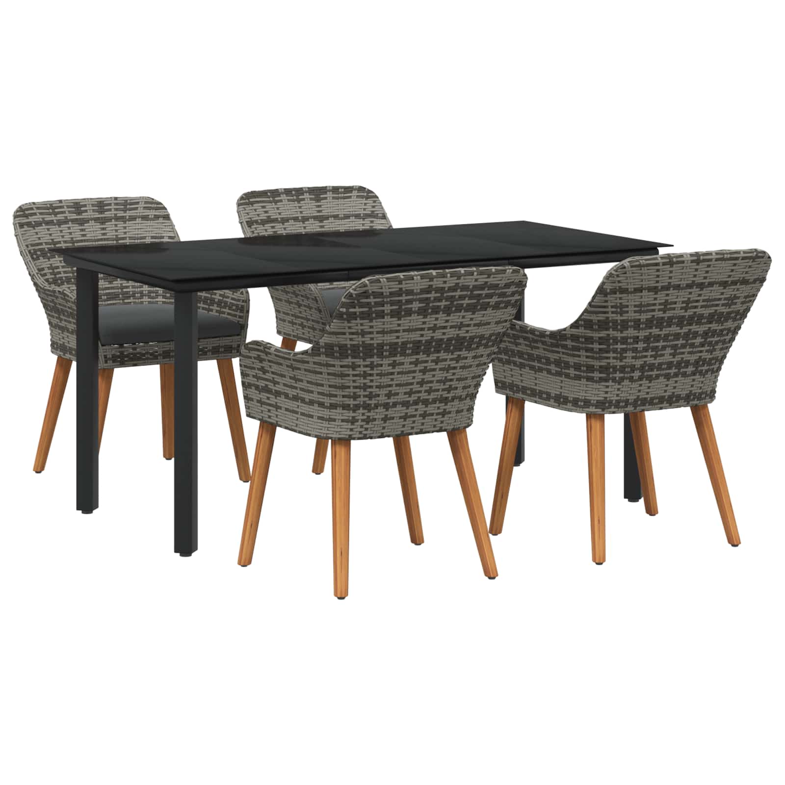 Set da Pranzo per Giardino 5 pz Grigio polyrattan