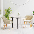 Set da Pranzo per Giardino 3 pz Beige polyrattan