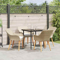 Set da Pranzo per Giardino 5 pz Beige polyrattan