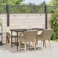 Set da Pranzo per Giardino 5 pz Beige polyrattan