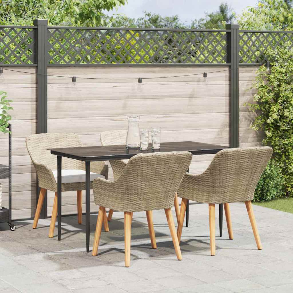 Set da Pranzo per Giardino 5 pz Beige polyrattan