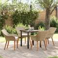 Set da Pranzo per Giardino 5 pz Beige polyrattan