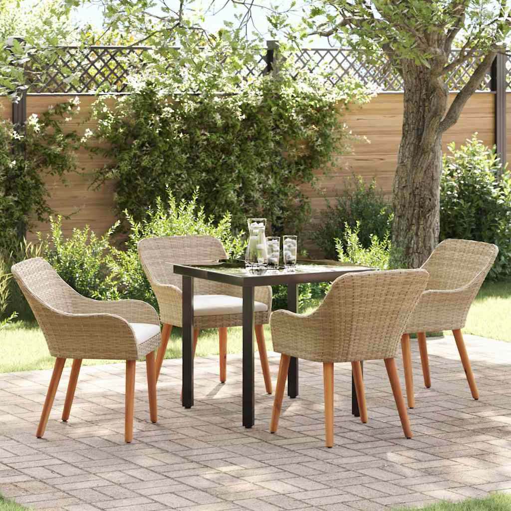 Set da Pranzo per Giardino 5 pz Beige polyrattan