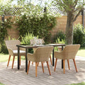 Set da Pranzo per Giardino 5 pz Beige polyrattan
