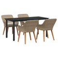 Set da Pranzo per Giardino 5 pz Beige polyrattan