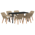 Set da Pranzo per Giardino 7 pz Beige polyrattan