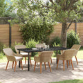 Set da Pranzo per Giardino 7 pz Beige polyrattan