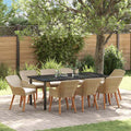 Set da Pranzo per Giardino 9 pz Beige polyrattan