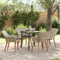 Set da Pranzo per Giardino 5 pz Grigio chiaro polyrattan