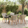 Set da Pranzo per Giardino 5 pz Grigio chiaro polyrattan