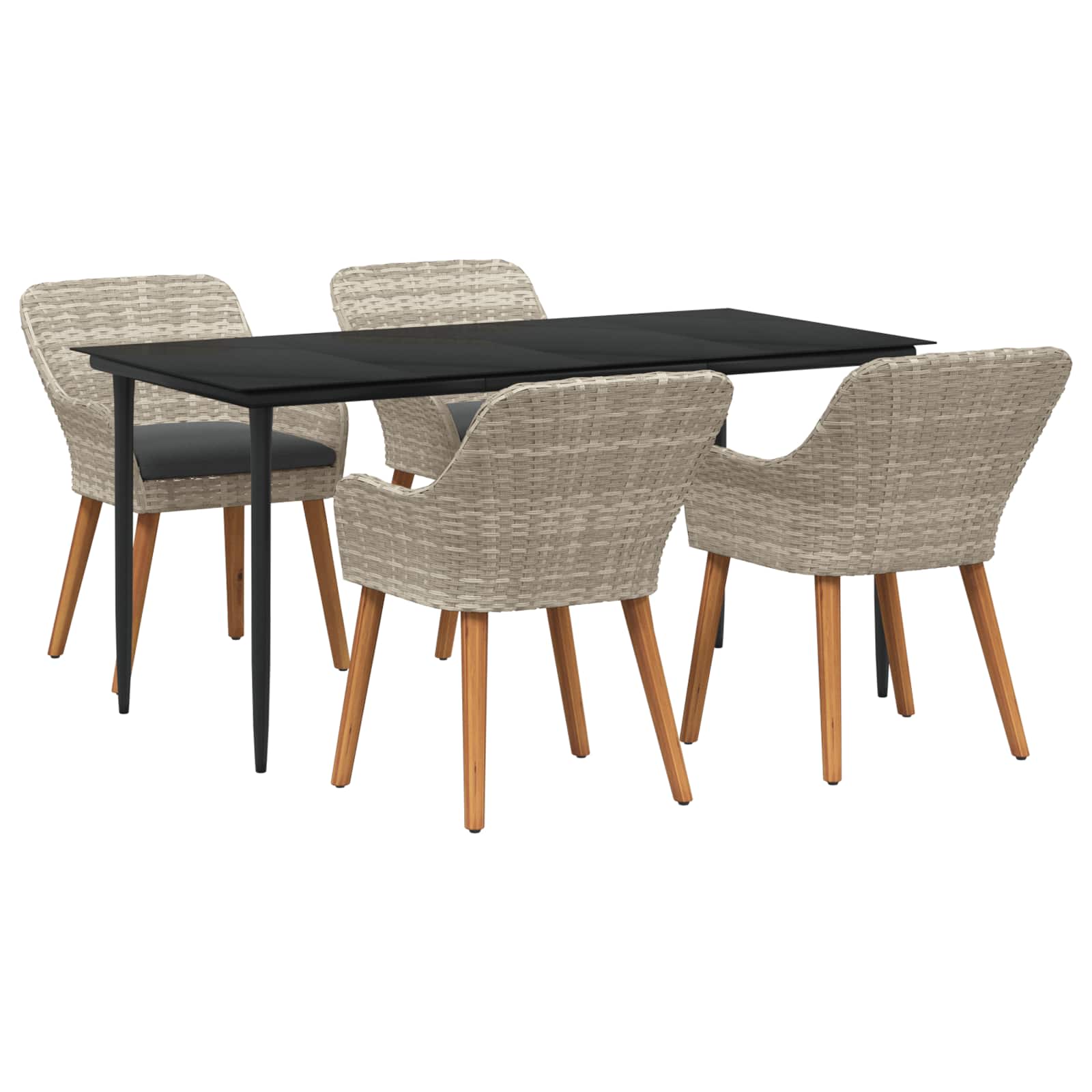 Set da Pranzo per Giardino 5 pz Grigio chiaro polyrattan