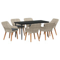 Set da Pranzo per Giardino 7 pz Grigio chiaro polyrattan