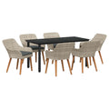Set da Pranzo per Giardino 7 pz Grigio chiaro polyrattan