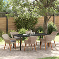 Set da Pranzo per Giardino 7 pz Grigio chiaro polyrattan