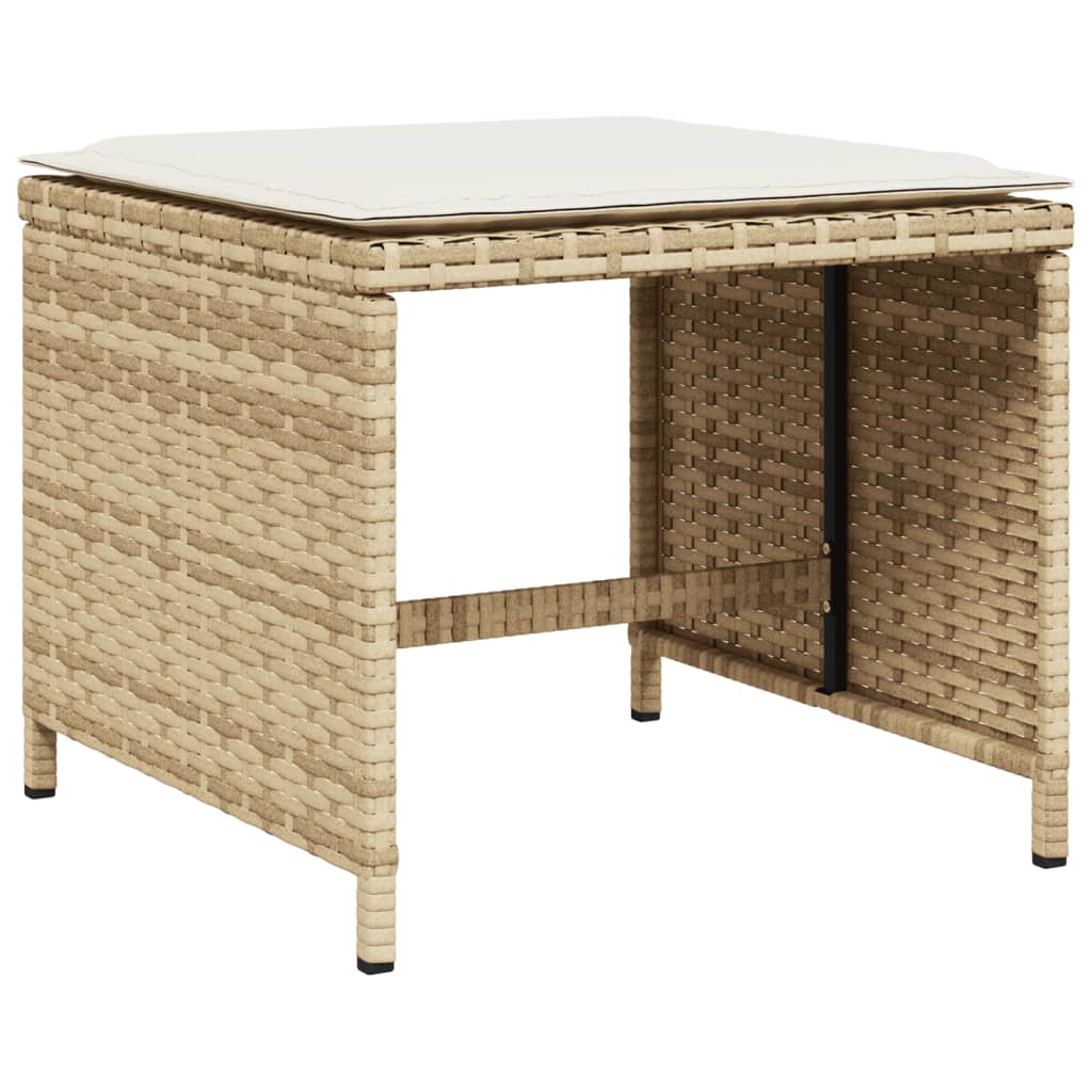 Sgabelli Giardino con Cuscini 4pz Beige 40x40x35 cm Polyrattan