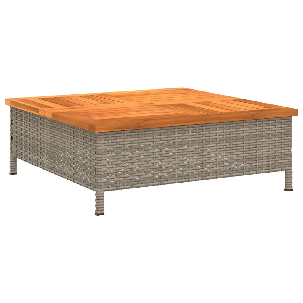 Tavolo da Giardino Grigio 70x70x25cm Rattan e Legno di Acacia