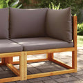 Divano da giardino angolare con cuscini in legno di acacia e rattan