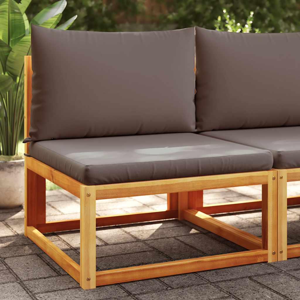 Divano da giardino senza braccioli con cuscini in legno di acacia e rattan