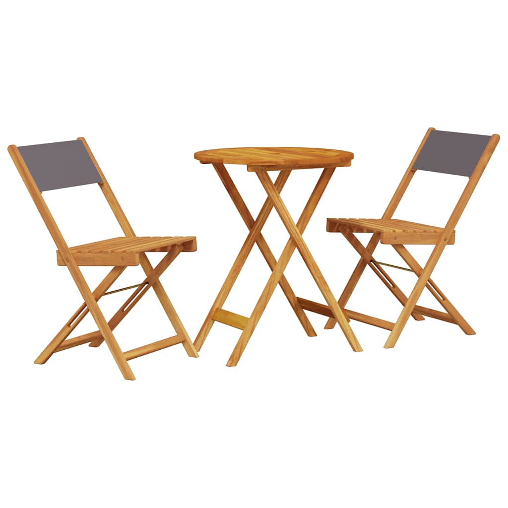 Set da Bistrot 3pz Antracite in Tessuto e Legno Massello