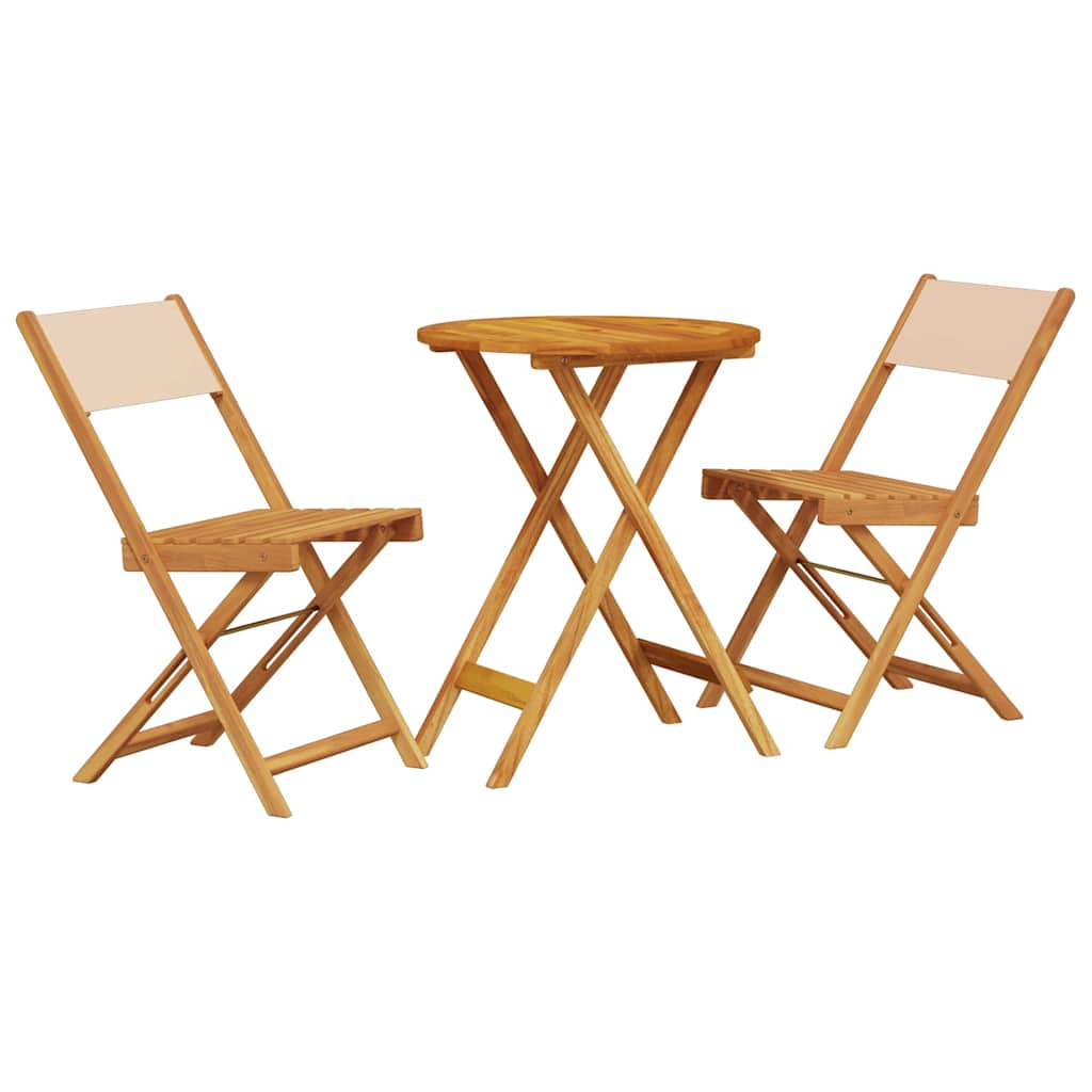 Set da Bistrot 3pz Beige in Tessuto e Legno Massello