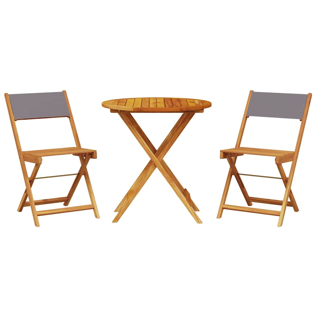 Set da Bistrot 3pz Antracite in Tessuto e Legno Massello