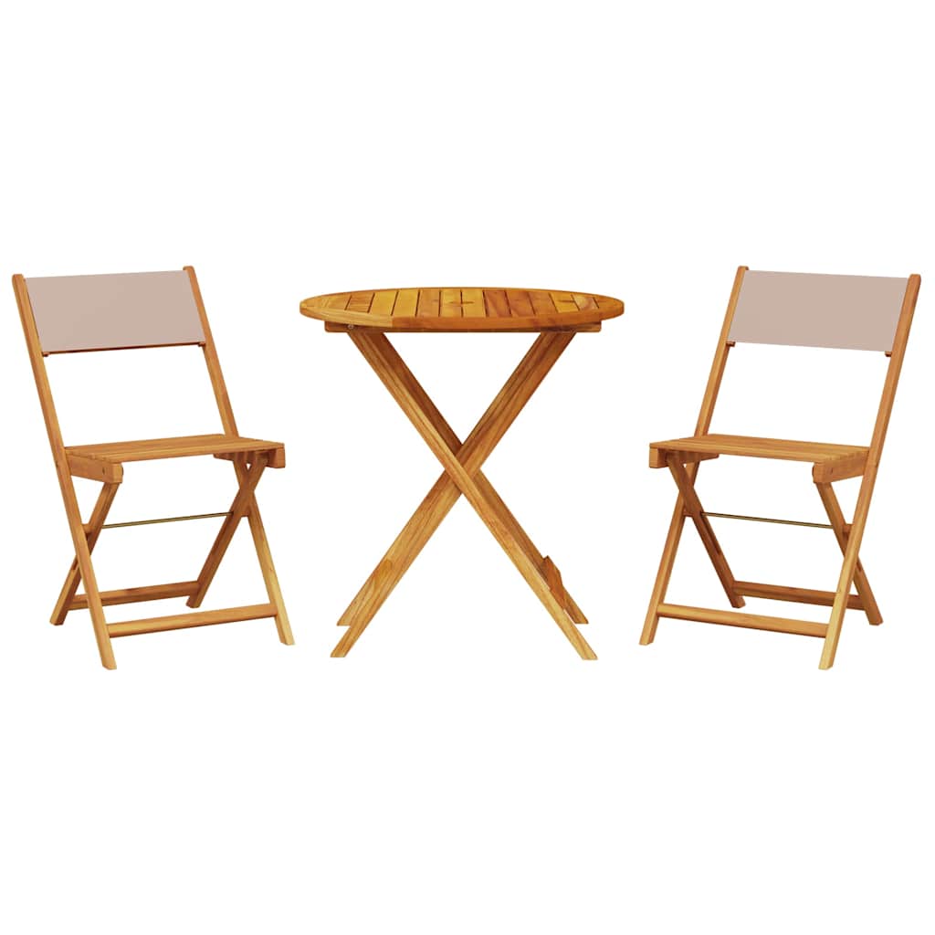 Set da Bistrot 3pz Tortora in Tessuto e Legno Massello