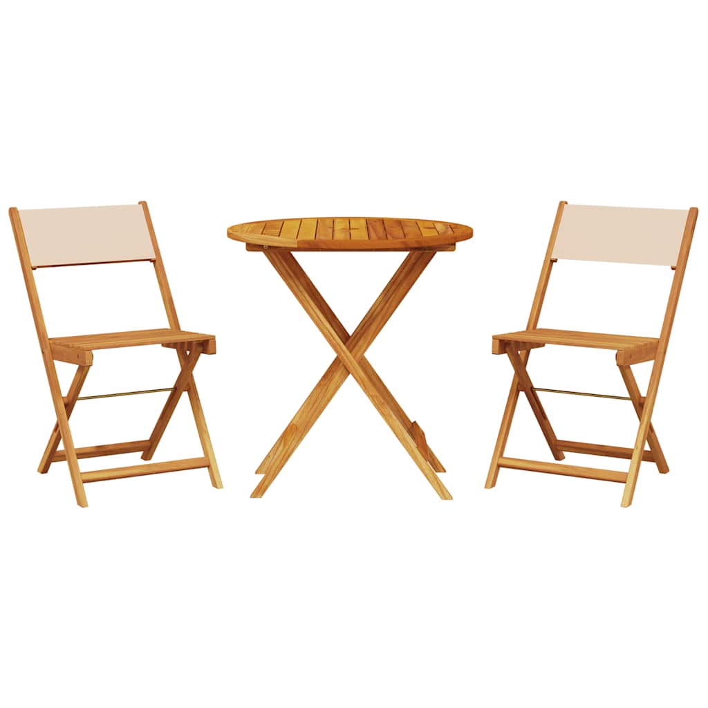 Set da Bistrot 3pz Beige in Tessuto e Legno Massello