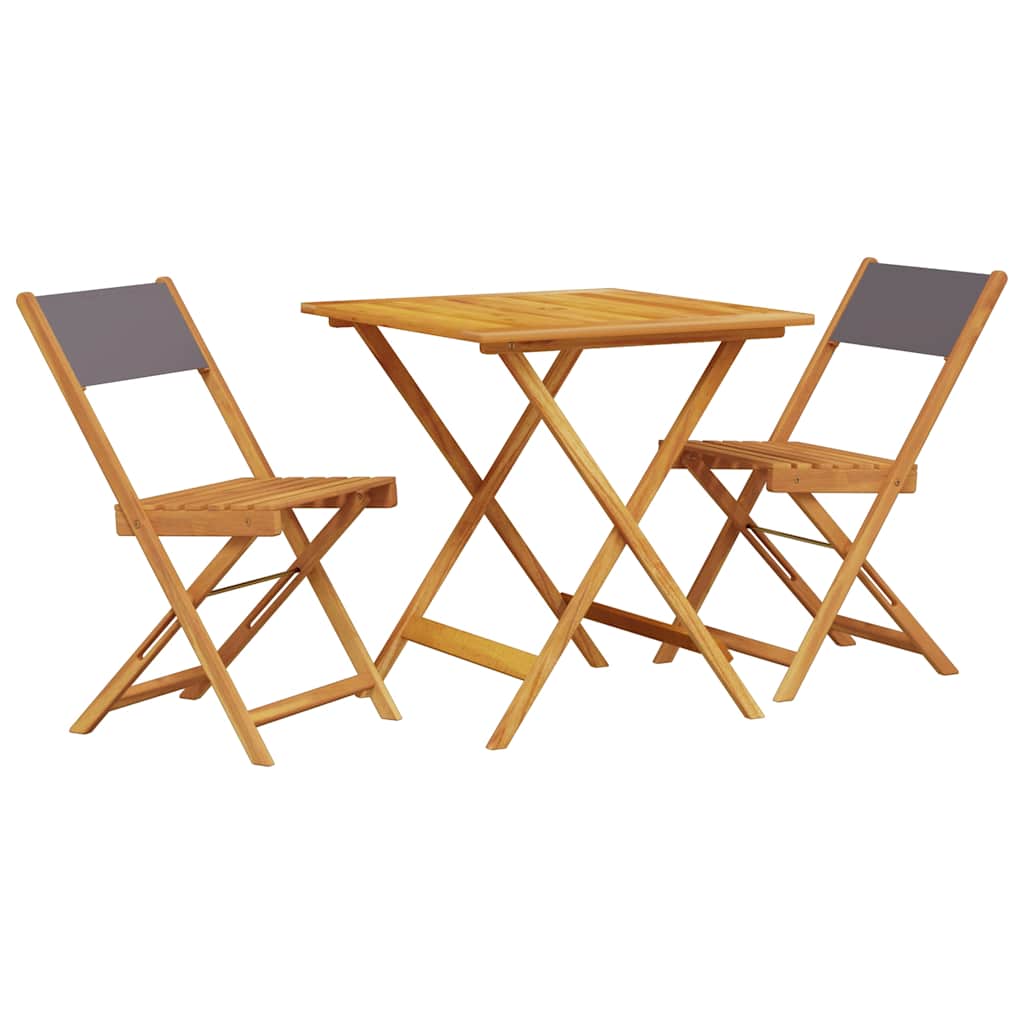 Set da Bistrot 3pz Antracite in Tessuto e Legno Massello
