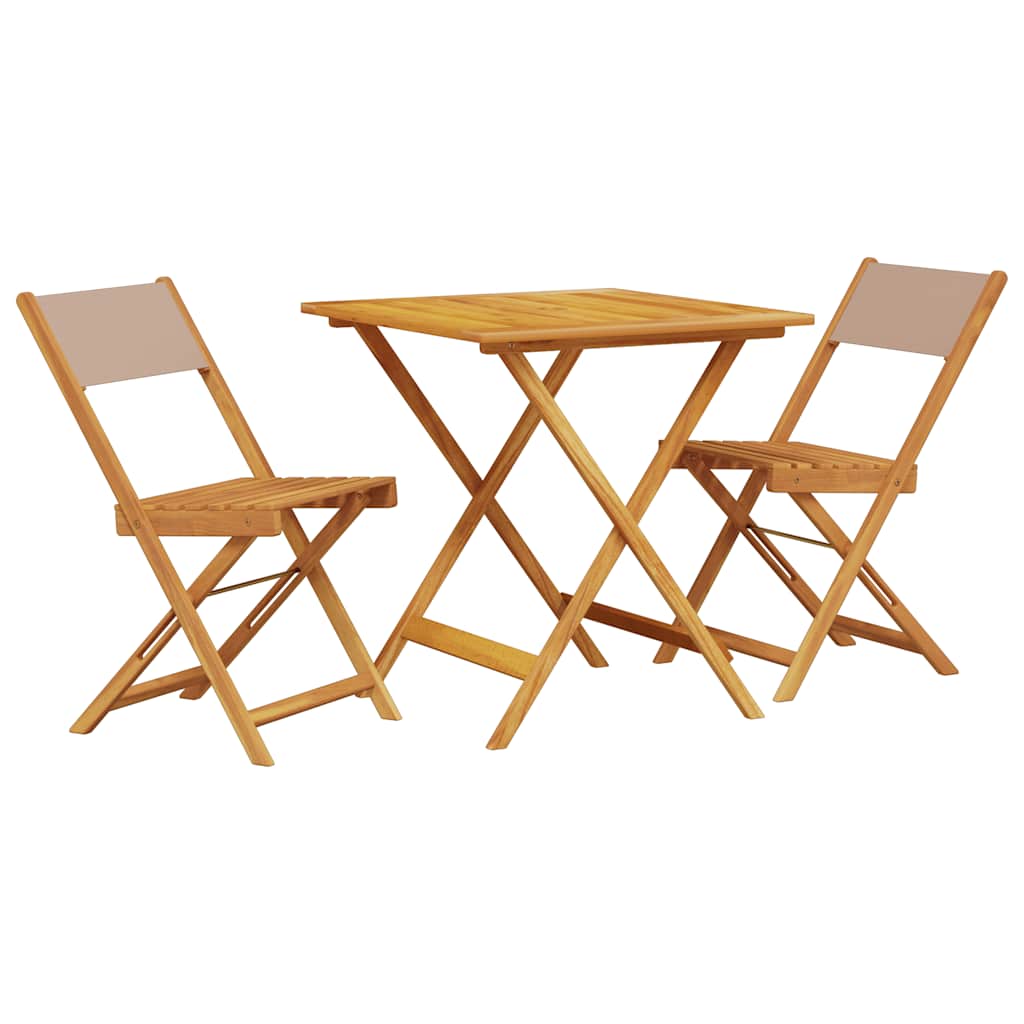 Set da Bistrot 3pz Tortora in Tessuto e Legno Massello