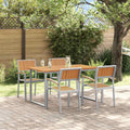 Set da Pranzo per Giardino 5 pz Grigio Legno di Acacia Massello
