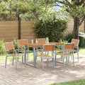 Set da Pranzo per Giardino 7 pz Grigio Legno di Acacia Massello