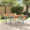 Set da Pranzo per Giardino 5 pz Grigio Legno di Acacia Massello
