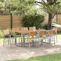 Set da Pranzo per Giardino 9 pz Grigio Legno di Acacia Massello