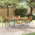 Set da Pranzo per Giardino 7 pz Grigio Legno di Acacia Massello