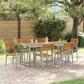 Set da Pranzo per Giardino 7 pz Grigio Legno di Acacia Massello