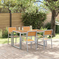 Set da Pranzo per Giardino 5 pz Grigio Legno di Acacia Massello