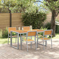 Set da Pranzo per Giardino 5 pz Grigio Legno di Acacia Massello