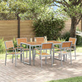 Set da Pranzo per Giardino 7 pz Grigio Legno di Acacia Massello