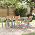 Set da Pranzo per Giardino 7 pz Grigio Legno di Acacia Massello