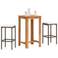 Set Bar da Giardino 3 pz Marrone in Legno Acacia e Polyrattan