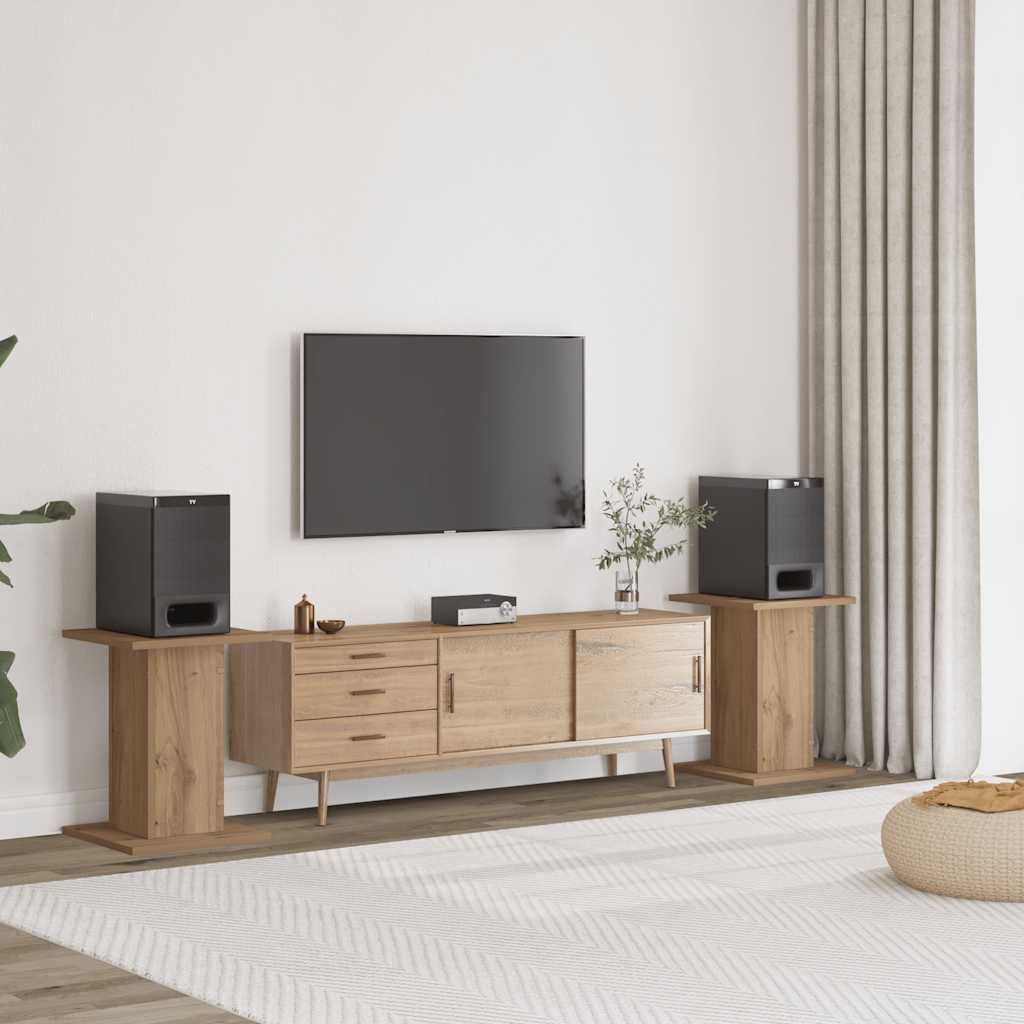 Supporti Altoparlanti 2 pz Rovere 30x30x40 cm in Multistrato