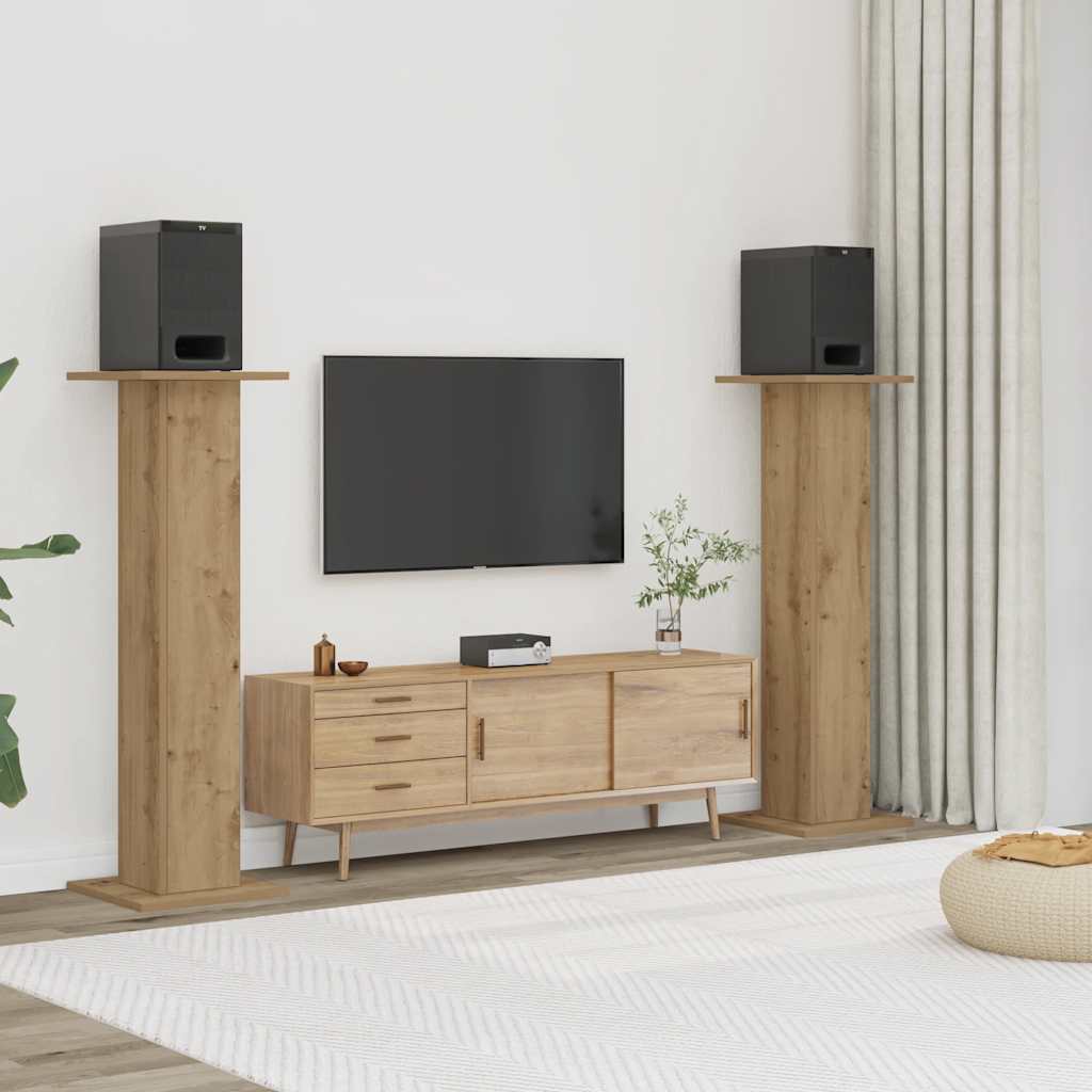 Supporti Altoparlanti 2 pz Rovere 30x30x95 cm in Multistrato