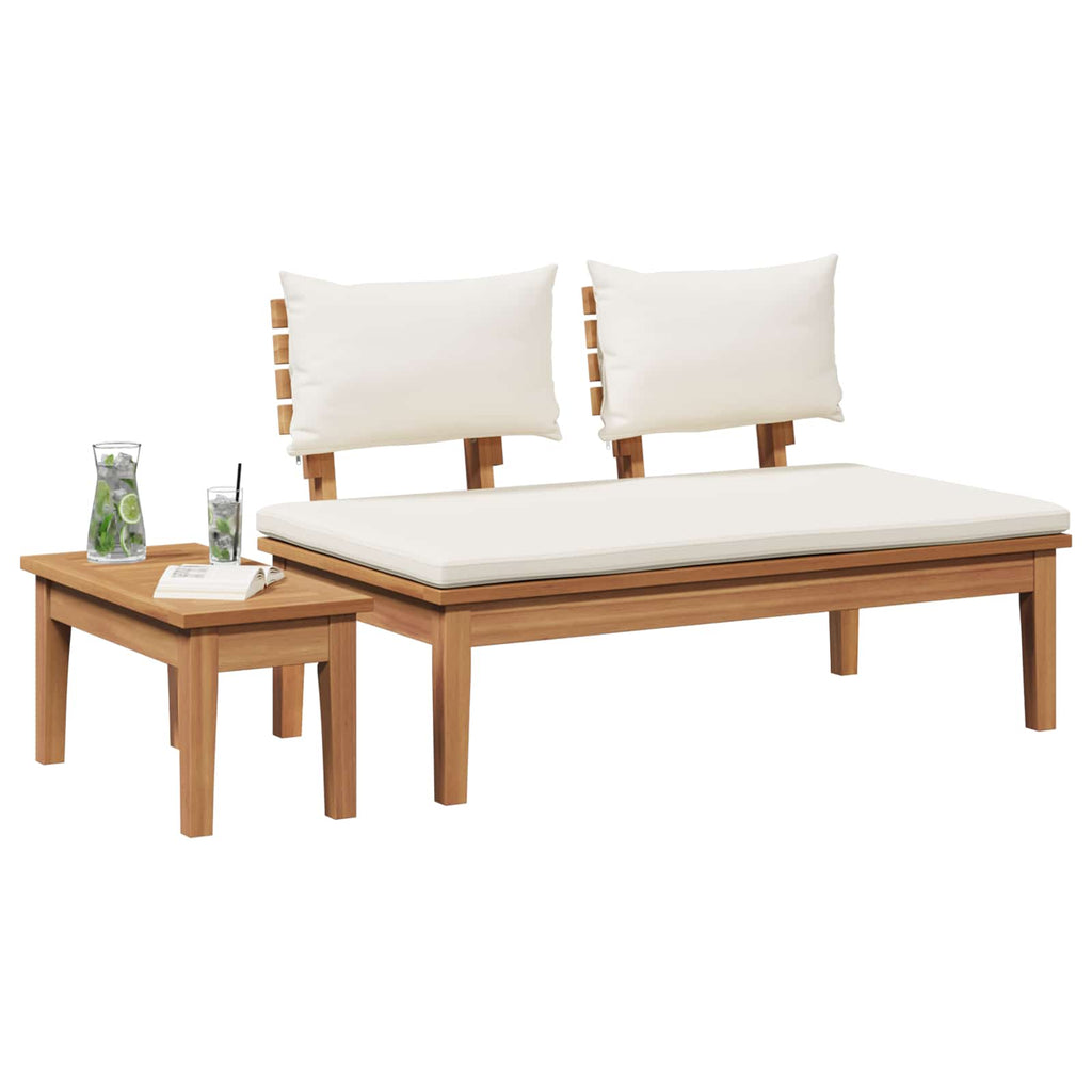 Set Panchina e Tavolo da Giardino 2 pz Crema e Marrone