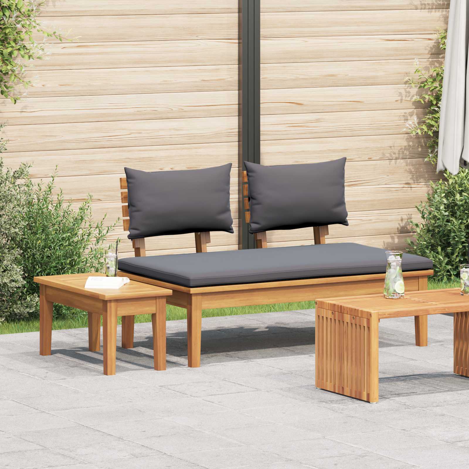 Set Panchina e Tavolo da Giardino 2 pz Grigio e Marrone