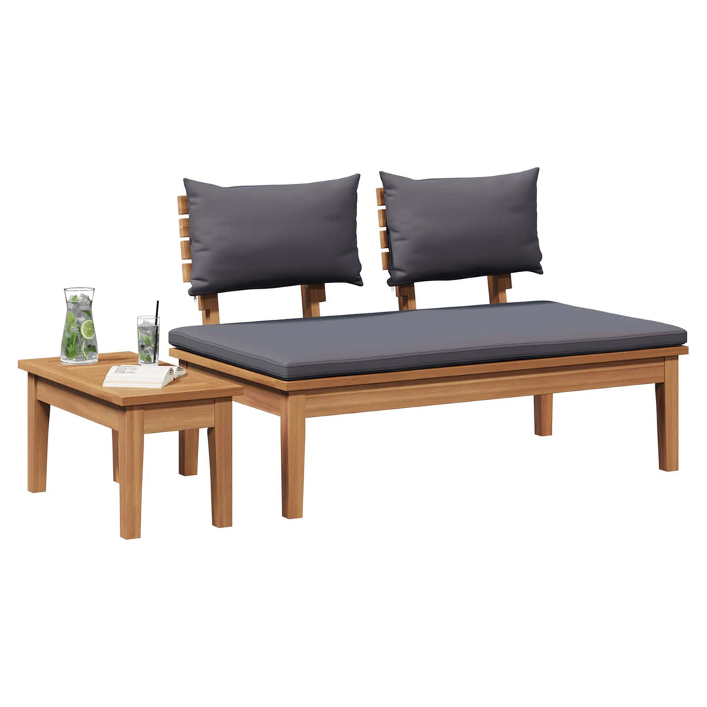 Set Panchina e Tavolo da Giardino 2 pz Grigio e Marrone