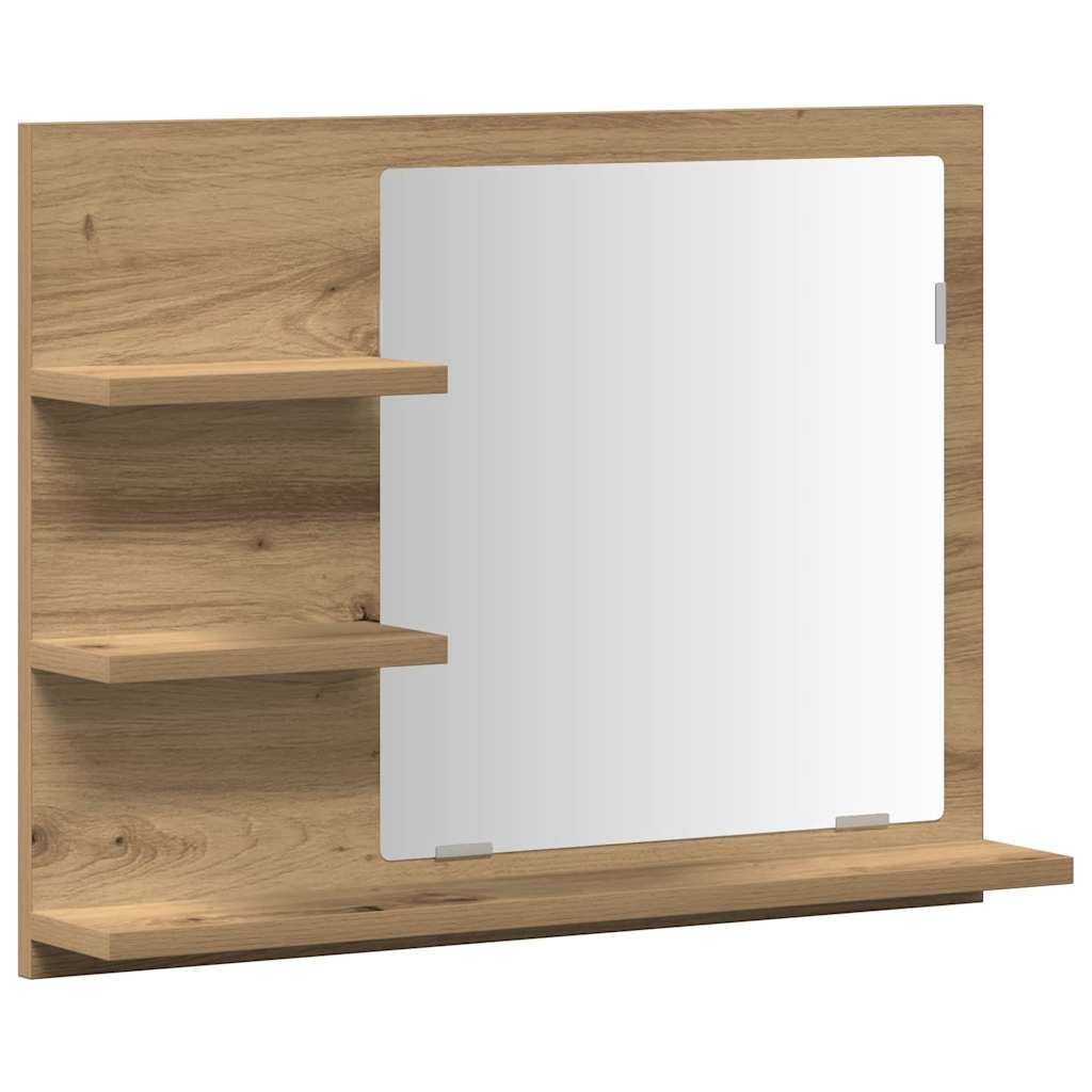 Armadietto a Specchio da Bagno Rovere Artigianale 60x10,5x45 cm