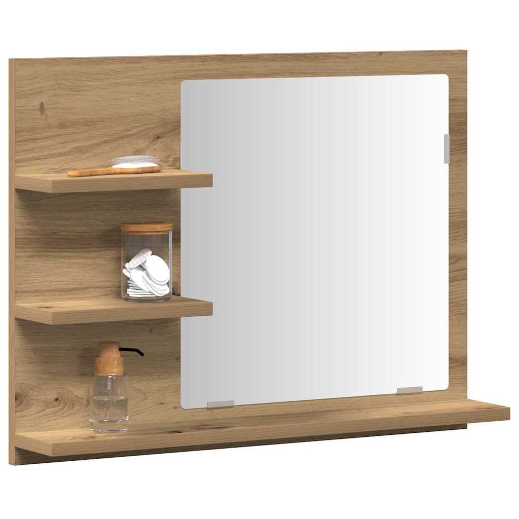Armadietto a Specchio da Bagno Rovere Artigianale 60x10,5x45 cm