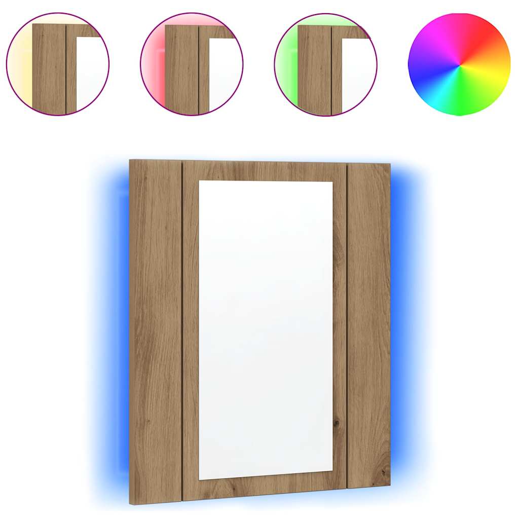 Mobile Bagno Specchio LED Rovere 40x12x45 cm Multistrato