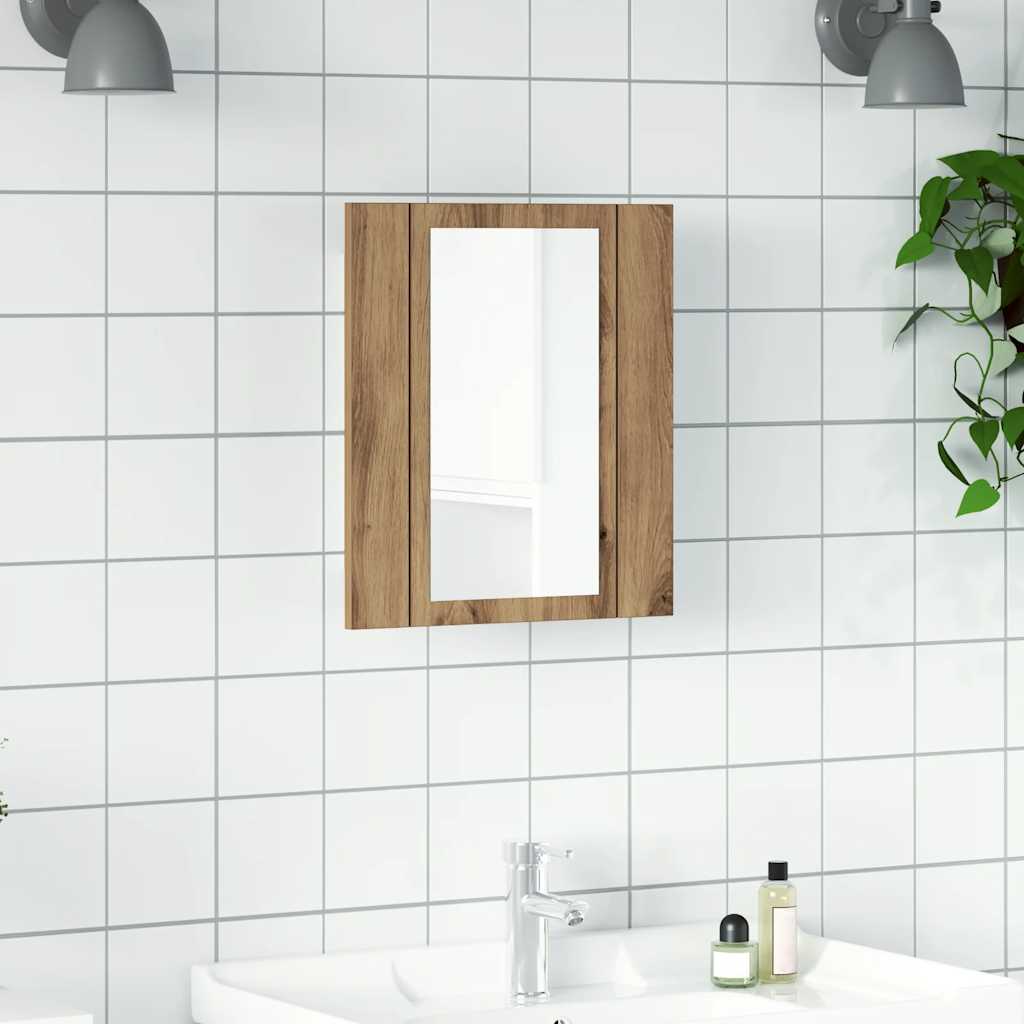 Mobile Bagno Specchio LED Rovere 40x12x45 cm Multistrato